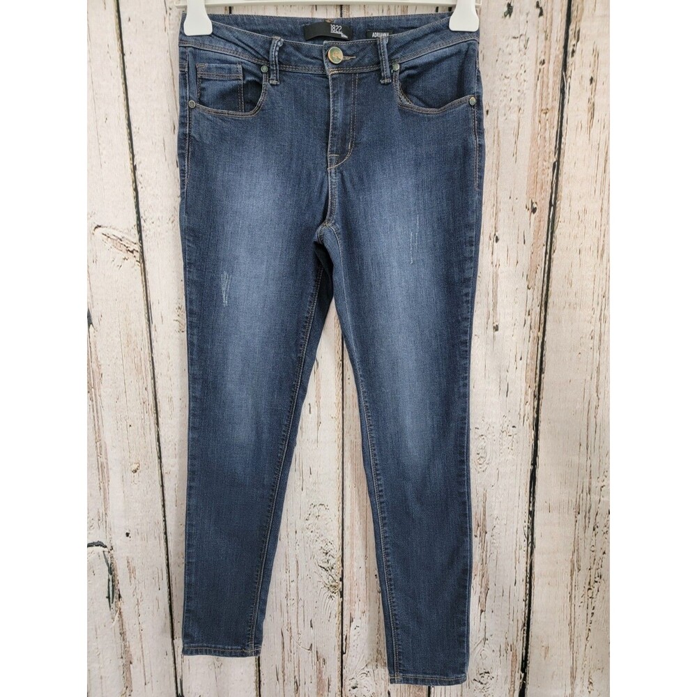 1822‎ Denim Womens 6 Adrianna High Rise Skinny Jeans Dark Blue Denim Pants EUC